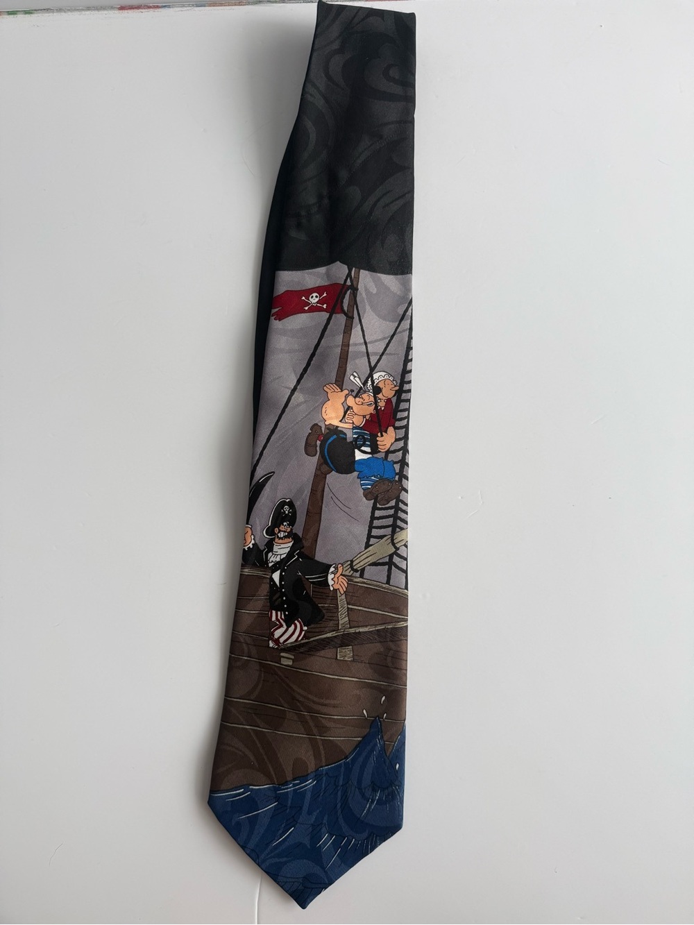 Vintage 1995 Popeye Necktie Tie Pirate Olive Oil Novel Ties Cool Fun Cartoon EUC